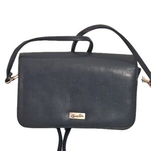 Buxton Navy Blue Faux Leather Crossbody Convertible Clutch Bag Like New